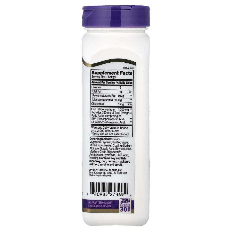 21st Century Fish Oil, 1,200 mg, 90 Enteric Coated Softgels, view 2