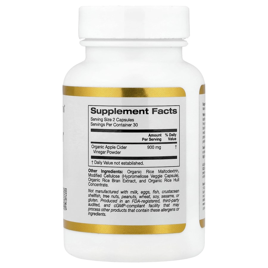 California Gold Nutrition Apple Cider Vinegar, 60 Veggie Capsules (450 mg per Capsule), view 2