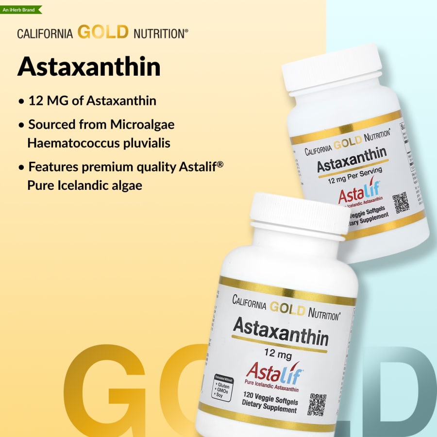 California Gold Nutrition Astaxanthin, Astalif® Pure Icelandic, 12 mg, 120 Veggie Softgels, view 4