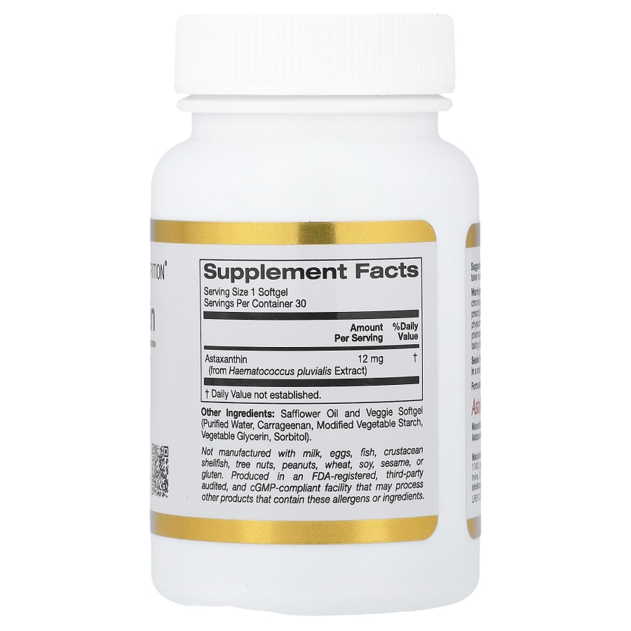 California Gold Nutrition Astaxanthin, Astalif® Pure Icelandic, 12 mg, 30 Veggie Softgels, view 2