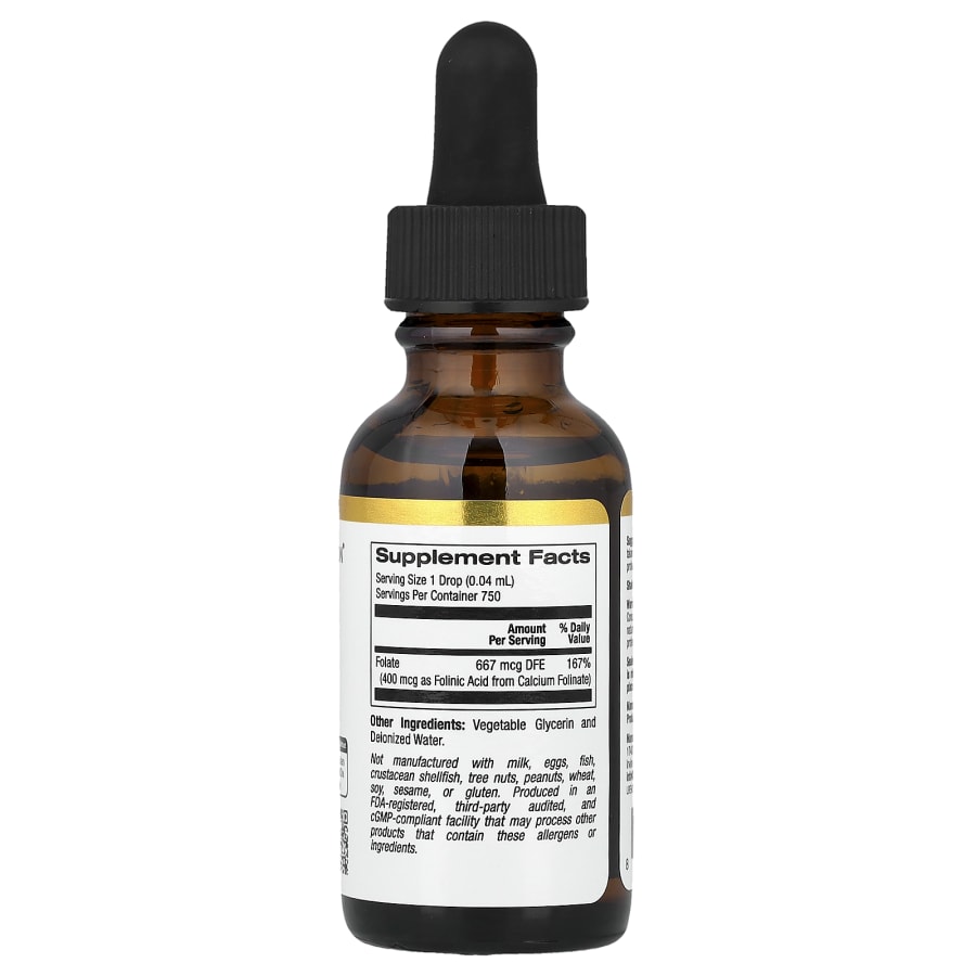 California Gold Nutrition Folinic Acid, Alcohol Free, 1 fl oz (30 ml), view 2