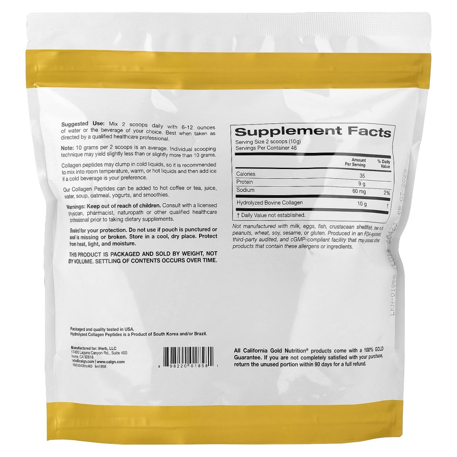 California Gold Nutrition Hydrolyzed Collagen Peptides, Type I & III, Unflavored, 7.05 oz (200 g), view 2