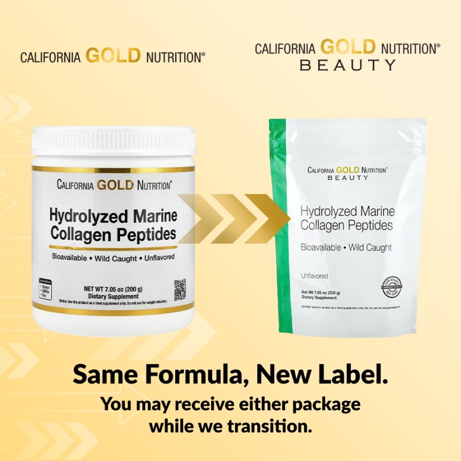 California Gold Nutrition Hydrolyzed Marine Collagen Peptides, Unflavored, 7.05 oz (200 g), view 3