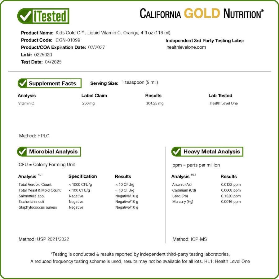 California Gold Nutrition Kids Gold C™, Liquid Vitamin C, Orange, 4 fl oz (118 ml), view 4