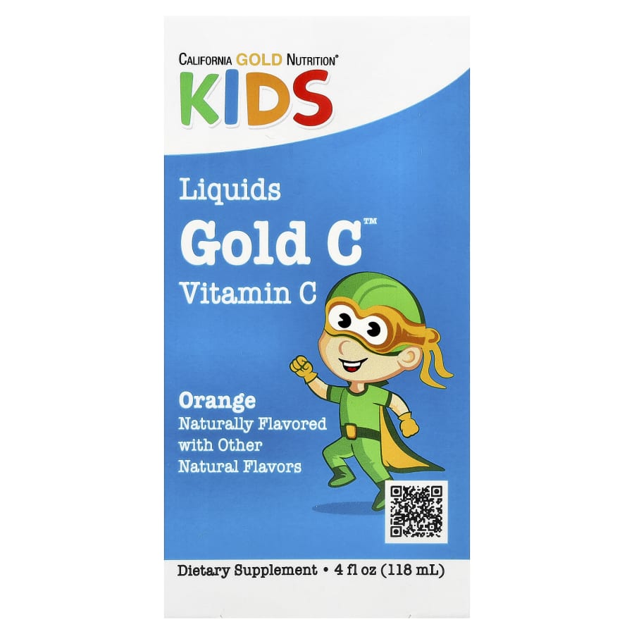 California Gold Nutrition Kids Gold C™, Liquid Vitamin C, Orange, 4 fl oz (118 ml)