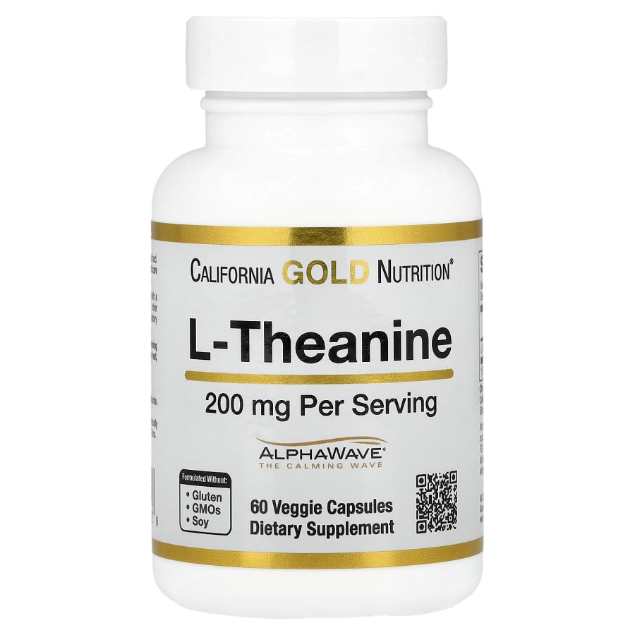 California Gold Nutrition L-Theanine, Featuring AlphaWave®, 200 mg, 60 Veggie Capsules