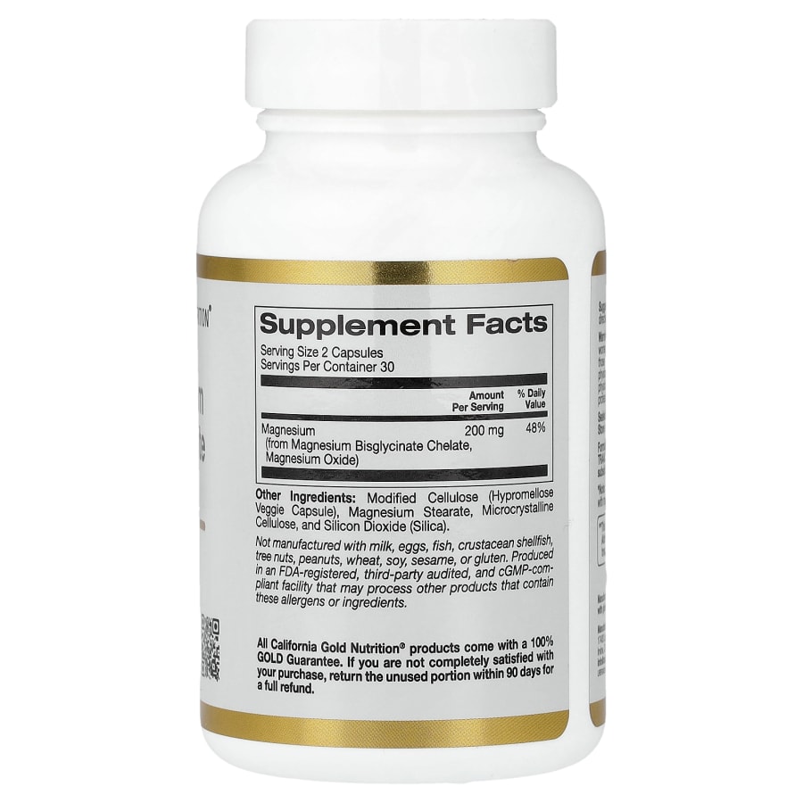 California Gold Nutrition Magnesium Bisglycinate Chelate, Albion TRAACS®, 60 Veggie Capsules (100 mg per Capsule), view 2