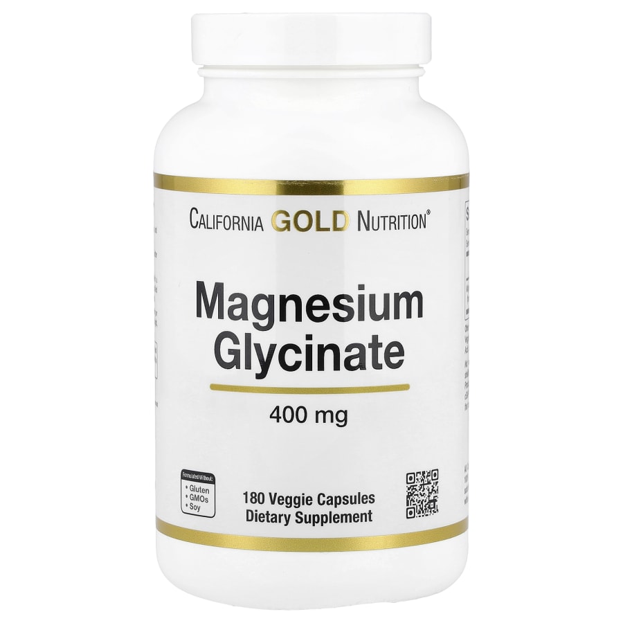 California Gold Nutrition Magnesium Glycinate, 180 Veggie Capsules (133 mg per Capsule)