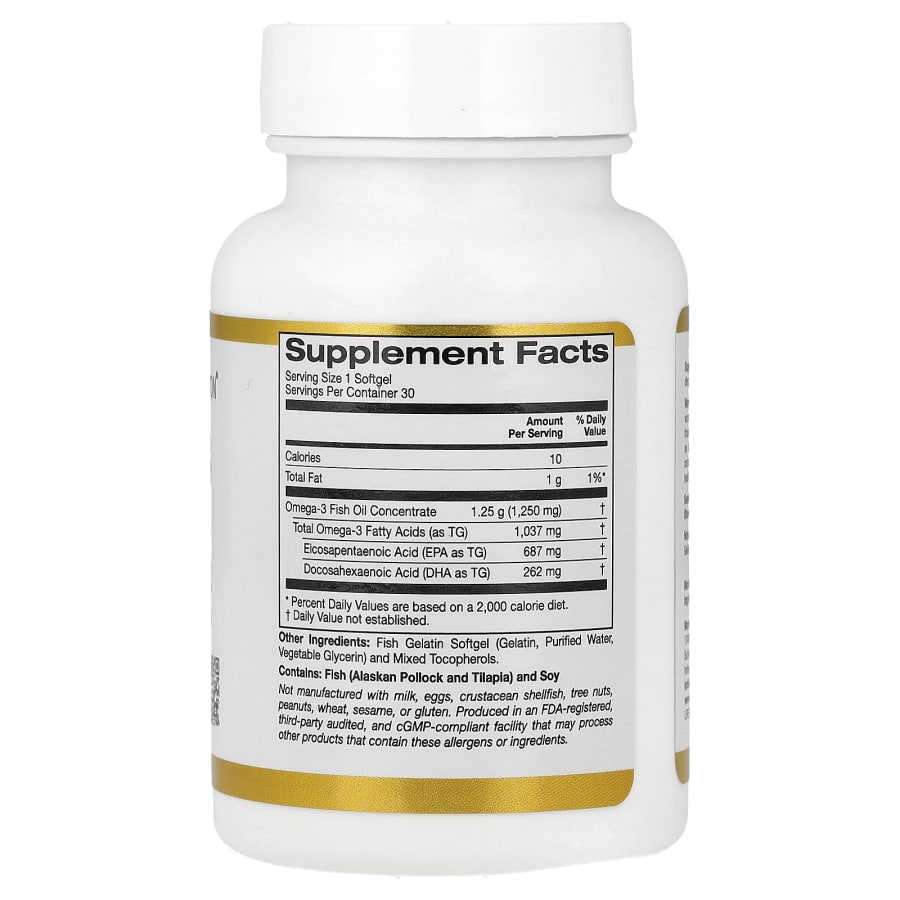 California Gold Nutrition Omega-3 Fish Oil, 30 Fish Gelatin Softgels (1,250 mg per Softgel), view 2