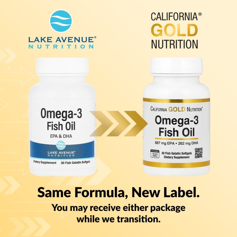 California Gold Nutrition Omega-3 Fish Oil, 30 Fish Gelatin Softgels (1,250 mg per Softgel), view 3