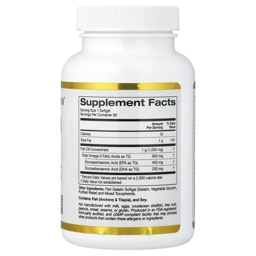 California Gold Nutrition Omega-3 Fish Oil, Vivomega Triglyceride, 1,000 mg, 90 Fish Gelatin Softgels, view 2