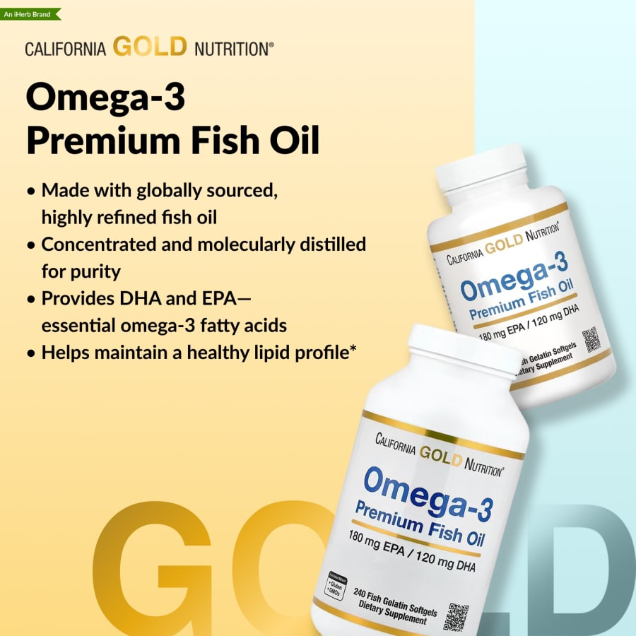California Gold Nutrition Omega-3 Premium Fish Oil, 100 Fish Gelatin Softgels (1,100 mg per Softgel), view 4