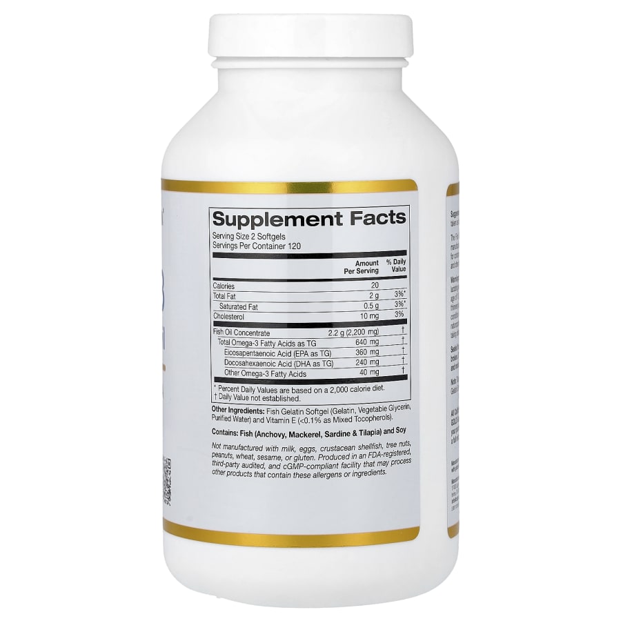 California Gold Nutrition Omega-3, Premium Fish Oil, 240 Fish Gelatin Softgels (1,100 mg per Softgel), view 2