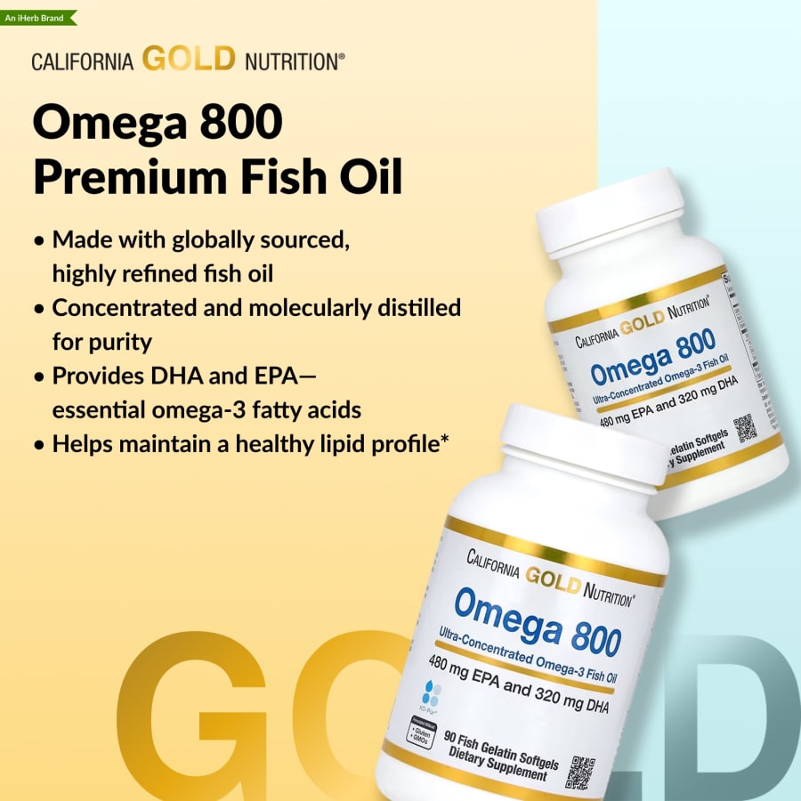 California Gold Nutrition Omega 800, 30 Fish Gelatin Softgels (1,000 mg per Softgel), view 4