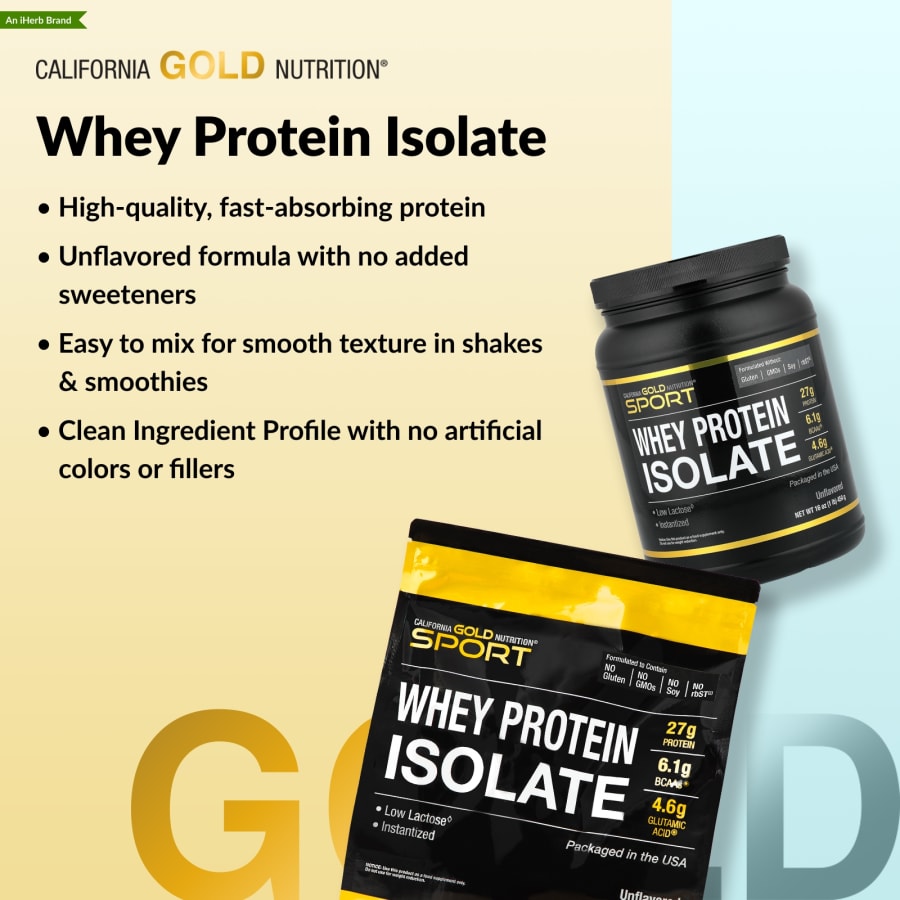 California Gold Nutrition Sport, Whey Protein Isolate, Unflavored, 5 lb (2.27 kg), view 4