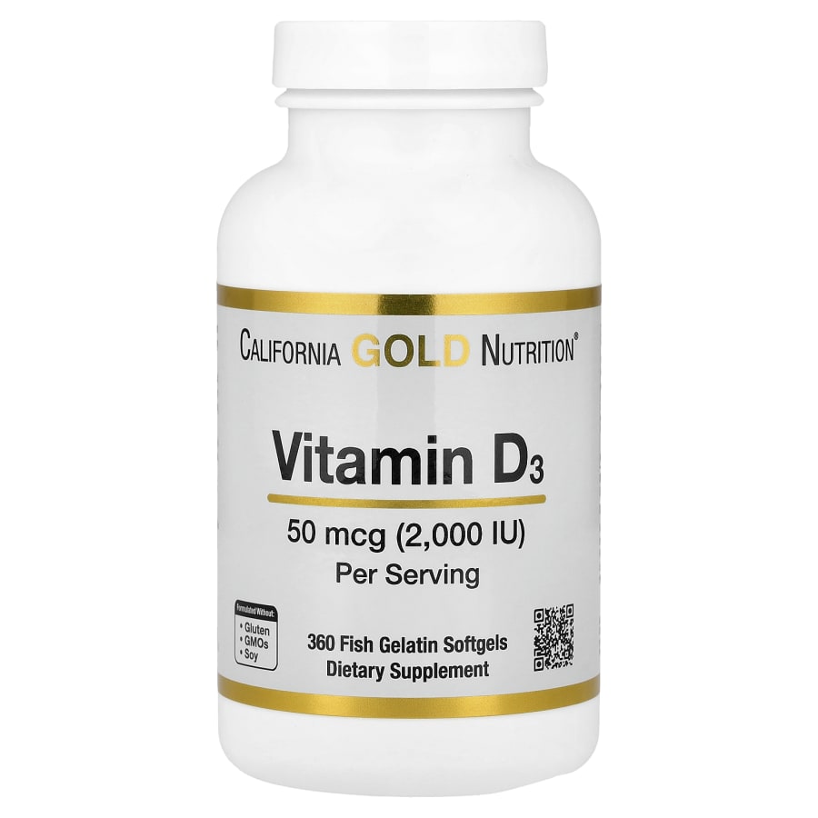 California Gold Nutrition Vitamin D3, 50 mcg (2,000 IU), 360 Fish Gelatin Softgels
