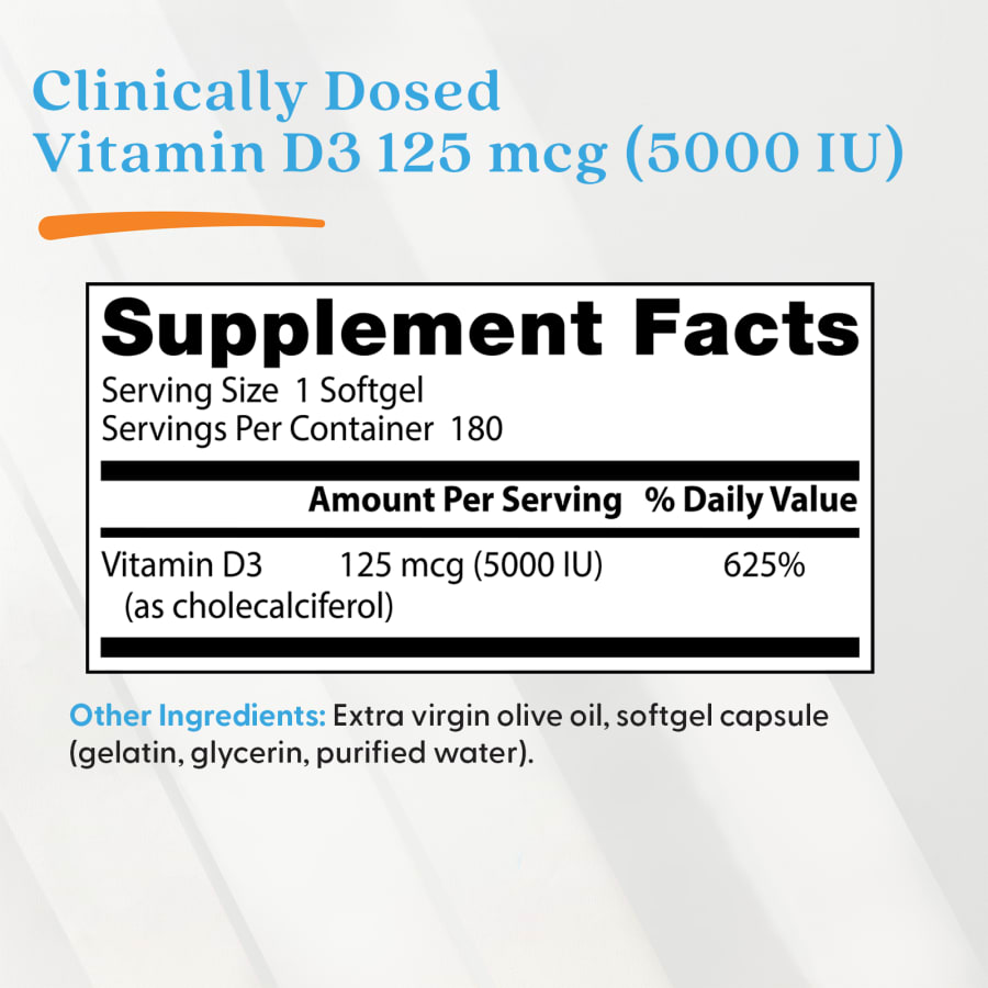 Doctor's Best Vitamin D3, 125 mcg (5,000 IU), 180 Softgels, view 4
