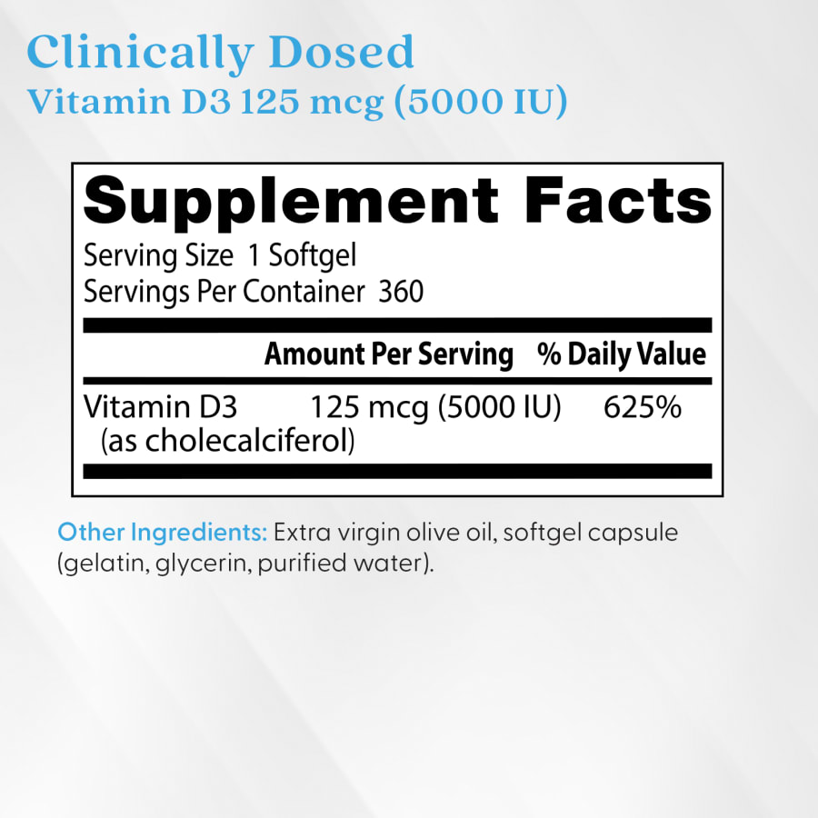 Doctor's Best Vitamin D3, 125 mcg (5,000 IU), 360 Softgels, view 4