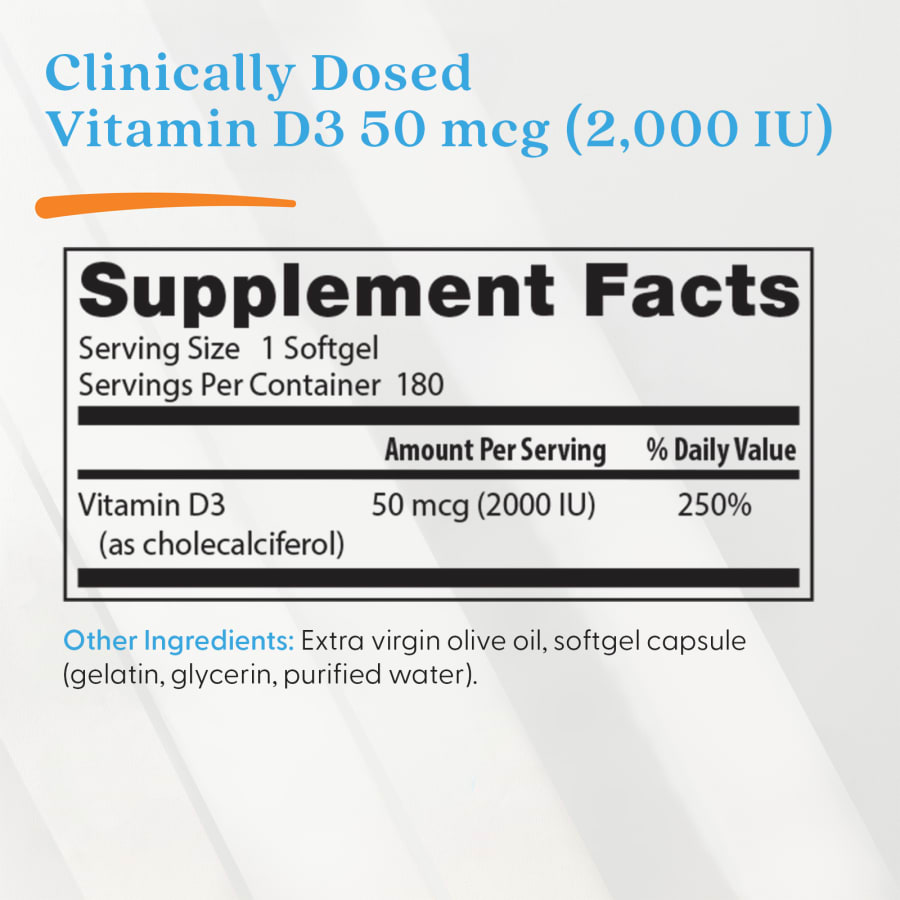 Doctor's Best Vitamin D3, 50 mcg (2,000 IU), 180 Softgels, view 4