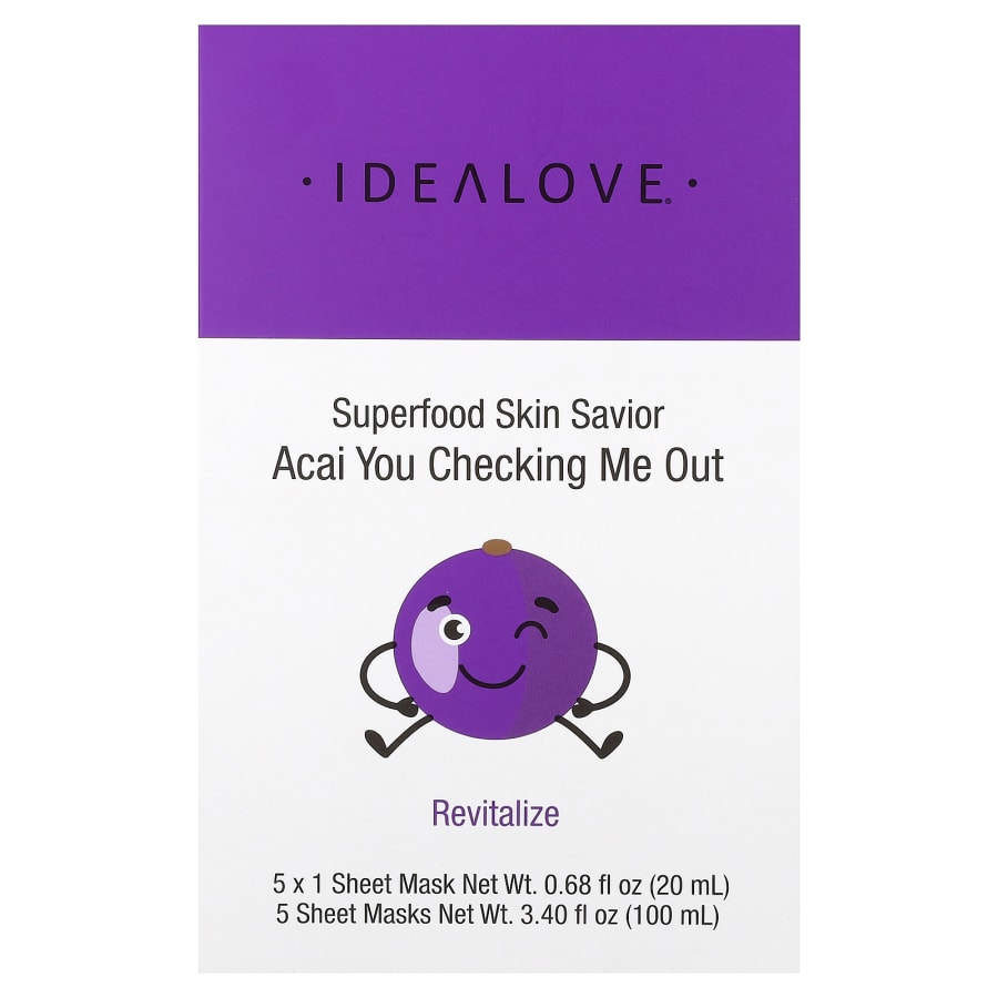 Idealove Superfood Skin Savior, Acai You Checking Me Out, 5 Beauty Sheet Masks, 0.68 fl oz (20 ml) Each, view 2