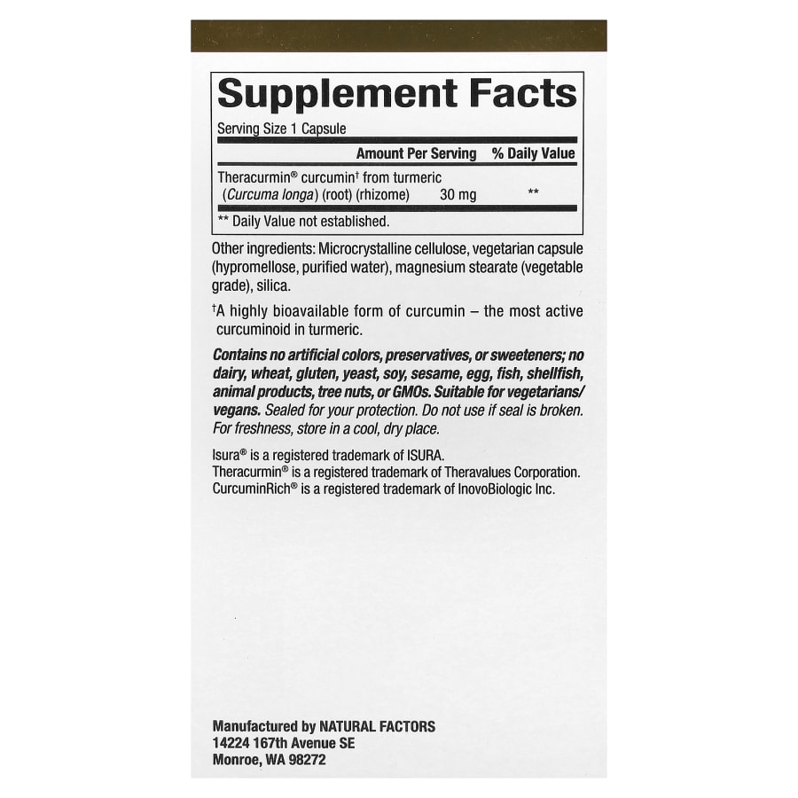 Natural Factors CurcuminRich®, Theracurmin®, 120 Vegetarian Capsules (30 mg per Capsule), view 2