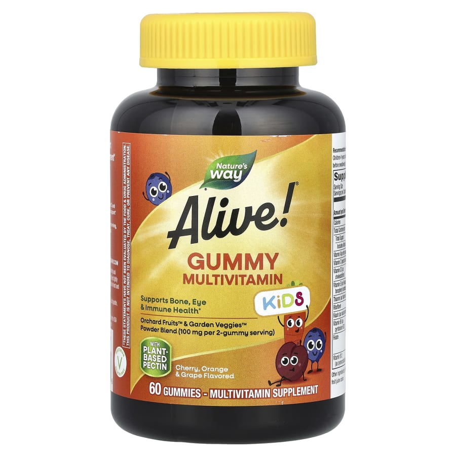 Nature's Way Alive! Kids, Gummy Multivitamin, Cherry, Orange & Grape , 60 Gummies