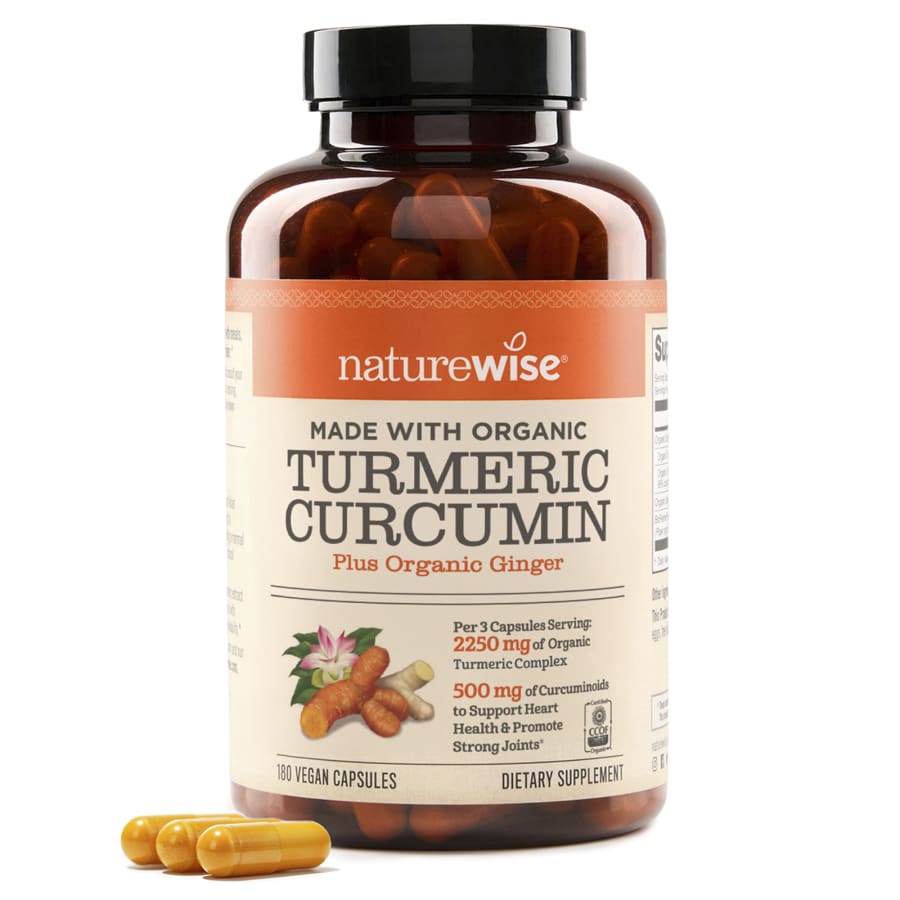 NatureWise Organic Turmeric Curcumin, 180 Vegan Capsules, view 3