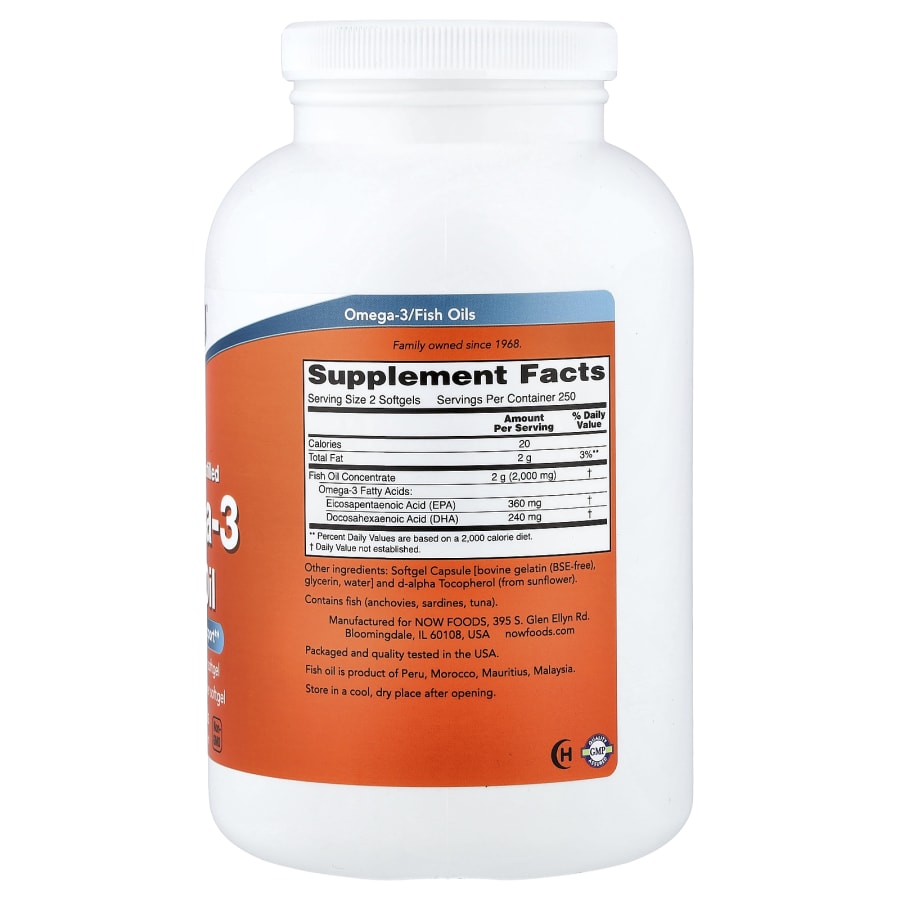 NOW Foods Omega-3 Fish Oil, 1,000 mg, 500 Softgels, view 2