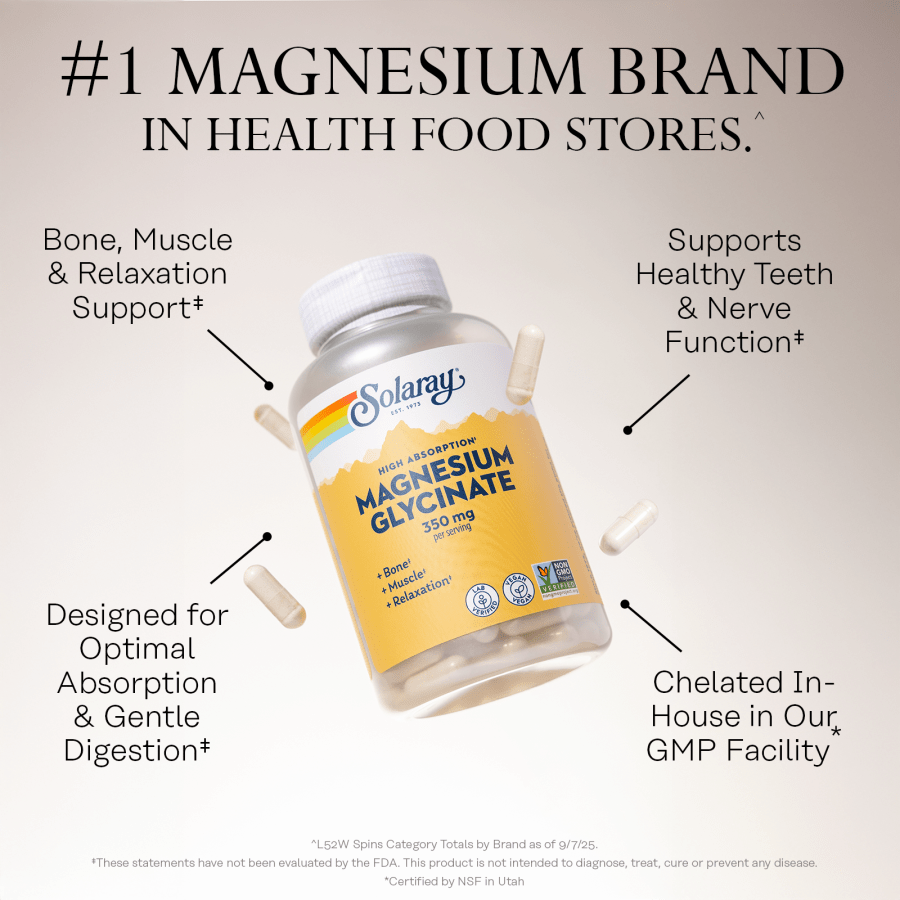 Solaray High Absorption Magnesium Glycinate, 240 VegCaps, view 4