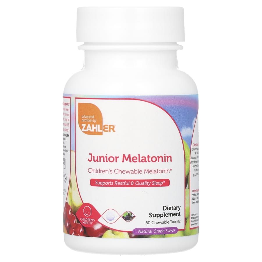 Zahler Junior Melatonin, Natural Grape, 60 Chewable Tablets (1 mg per Tablet)
